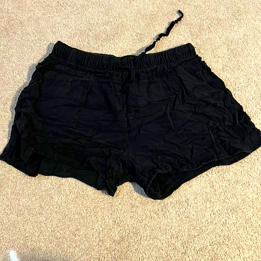 Black linen shorts